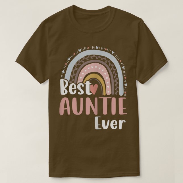 Camiseta Mulher Coração Boho Rainbow Melhor Tia Alguma Vez  (Frente do Design)
