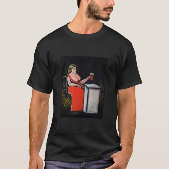 Camiseta Mulher Curvy com uma Cama de Cerveja (Frente)