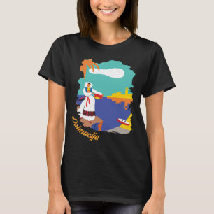 Camiseta Mulher da Costa da Dalmácia Arte Preto Viagem