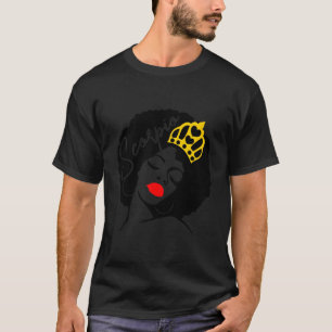 Camiseta Mulher da Rainha Africana Birthday Diva Red Lip Af