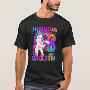 Camiseta Mulher de 8 anos Unicórnio Flosing 8º aniversário