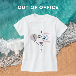 Camiseta Mulher de Arte de Linha Negra Fina, Personalizada