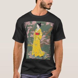 Camiseta Mulher de Arte Ukiyo e japonesa flutuando no Lotus