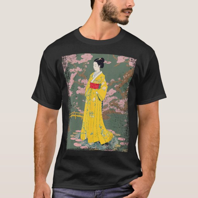 Camiseta Mulher de Arte Ukiyo e japonesa flutuando no Lotus (Frente)