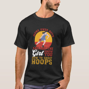 Camiseta Mulher De Bola De Basquete Se Move Sobre Meninos E