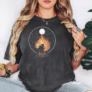 Camiseta Mulher de Cabelo de Fogo Arte da Constelação da Lu
