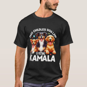 Camiseta Mulher De Cachorro Sem Filhos Vota Cachorro Kamala