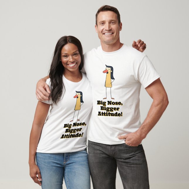 Camiseta Mulher De Cartoon Quirky Com Nariz Grande (Unissex)