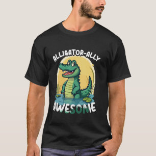 Camiseta Mulher de desenho animado amante de jacarés engraç