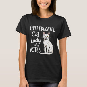 Camiseta Mulher De Gato Excessionária Que Vota Para Kamala