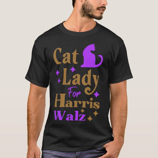 Camiseta Mulher De Gato Sem Fios Para Kamala Harris Tim Whe (Frente)