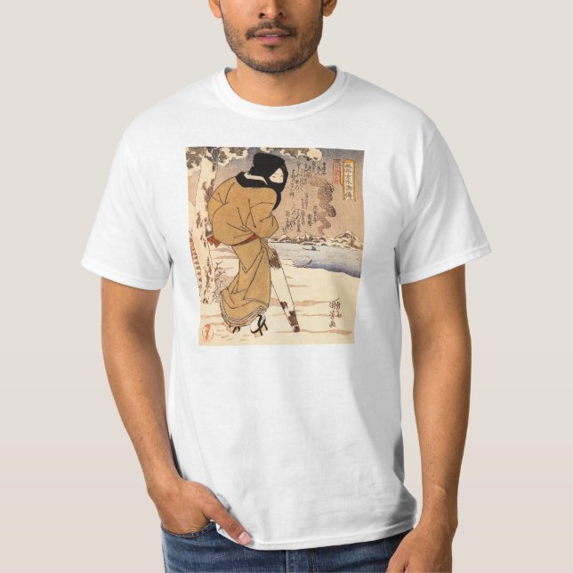Camiseta Mulher de Kuniyoshi que anda na neve (Frente)