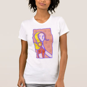 Camiseta mulher de Leo do 1920 no vestido alaranjado