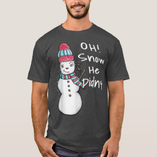 Camiseta Mulher de Neve de Inverno Fofa