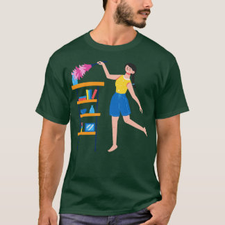 Camiseta Mulher Desenhada À Mão Na Limpeza