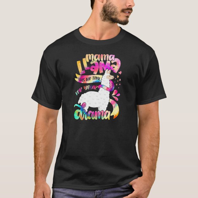 Camiseta Mulher Dia de as mães Mama Llama Não Tem Tempo Par (Frente)