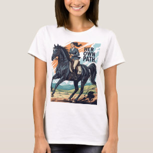 Camiseta Mulher Dinâmica Dirigindo um Cavalo Árabe