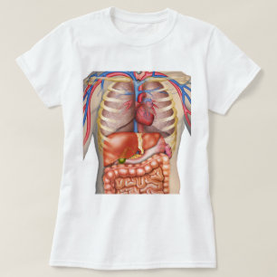 Camiseta Mulher distorcido da anatomia dos órgãos interno