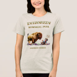 Camiseta Mulher Divertida Laçando um Bisonte Selva