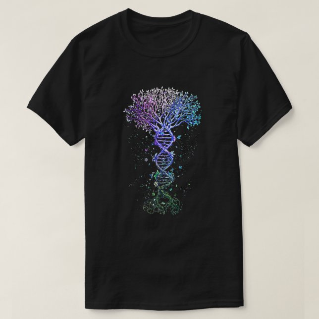 Camiseta Mulher DNA Árvore Vida da Terra Genética da Terra  (Frente do Design)