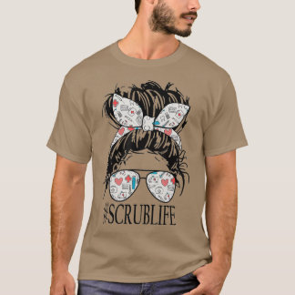 Camiseta Mulher do Cabelo Mensageira Bun Stethoscope Scrub