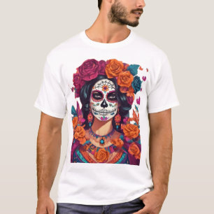 Camiseta Mulher do crânio de açúcar vibrante - Día de los M