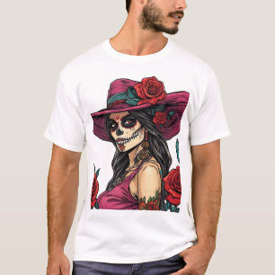 Camiseta Mulher do Crânio Elegante - Día de los Muertos