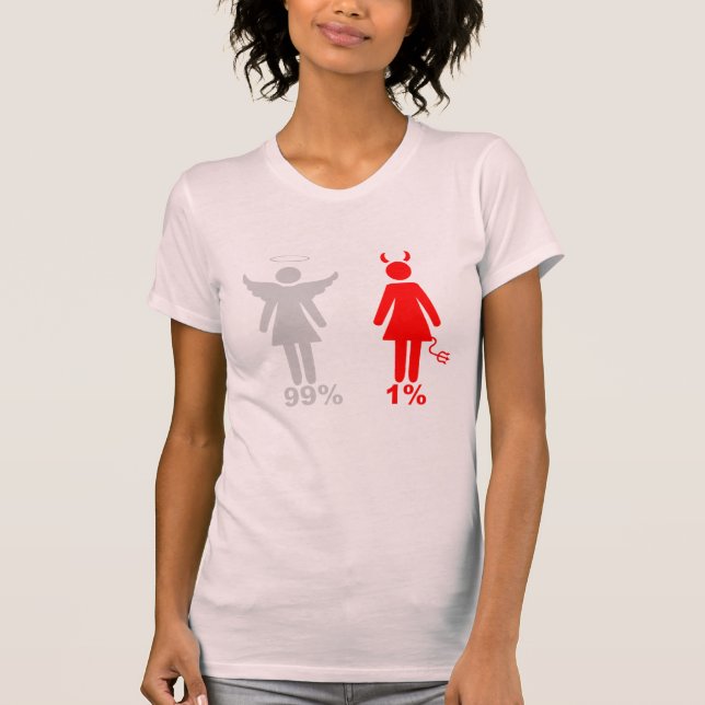 Camiseta Mulher do diabo do anjo 1% de 99% (Frente)