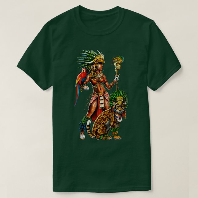 Camiseta Mulher do Guerreiro Aztec Jaguar (Frente do Design)