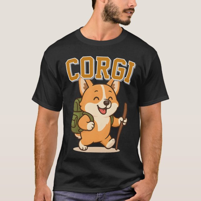 Camiseta Mulher do Homem de Corgi Unisex e Bonito Roupas ad (Frente)