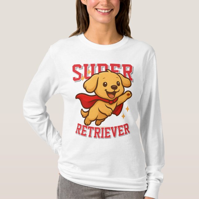 Camiseta Mulher do Homem Unisex, Super Herói do Retriever d (Frente)