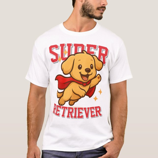 Camiseta Mulher do Homem Unisex, Super Herói do Retriever d (Frente)