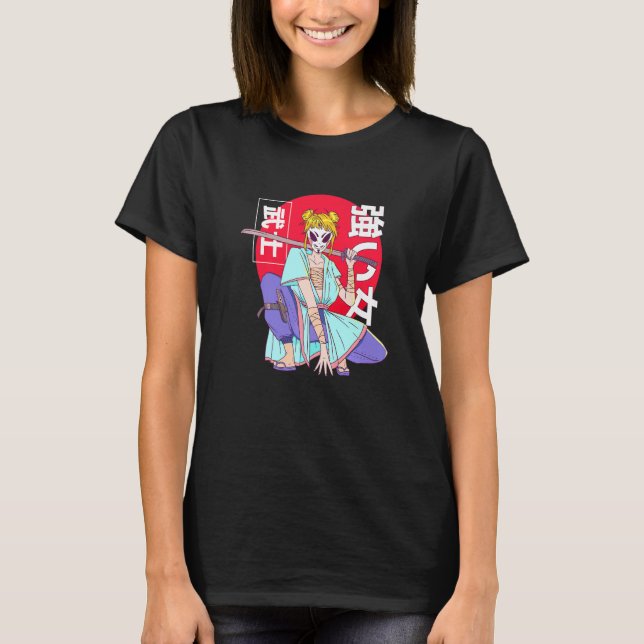 Camiseta Mulher do Kanji Japonês Samurai Ninja (Frente)