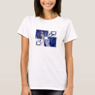 Camiseta Mulher do nativo americano & t-shirt azul D2 do