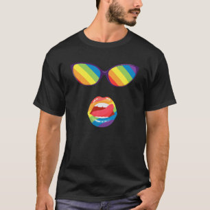 Camiseta Mulher do Orgulho LGBT Engraçada Óculos de sol Lín