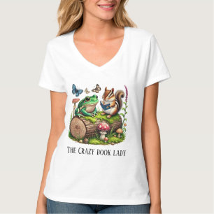 Camiseta Mulher doida e doida do livro