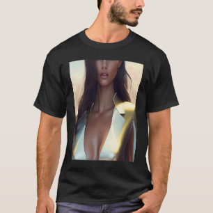 Camiseta Mulher Dourada Vestida Blusa superior Olhe Inspo C