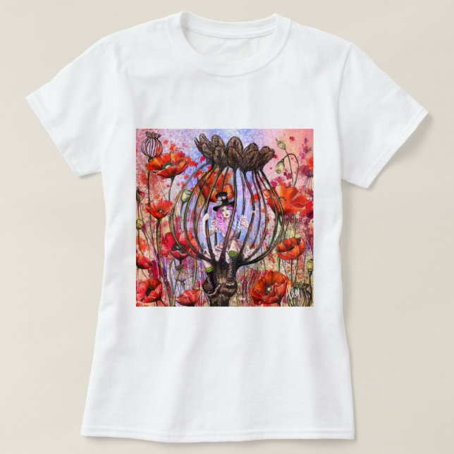 Camiseta Mulher e Papoulas (Frente do Design)