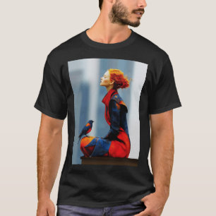 Camiseta Mulher e Pássaro Surrealistas