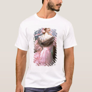 Camiseta Mulher elegante em um jardim de rosas