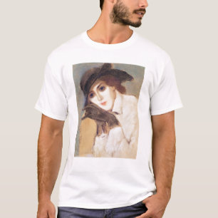 Camiseta Mulher em luvas pretas