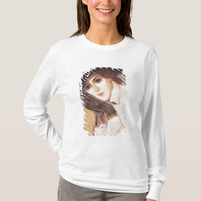 Camiseta Mulher em luvas pretas (Frente)