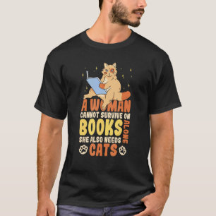 Camiseta Mulher Engraçada Bibliotecária Livro Gato