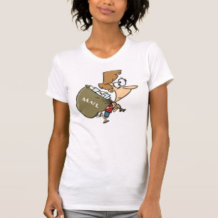 Camiseta Mulher Engraçada Carregando Saco de Correspondênci