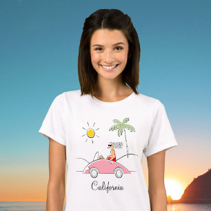 Camiseta Mulher engraçada e fofa de desenho animado com car