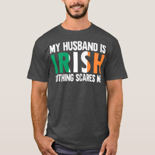 Camiseta Mulher Engraçada Esposa Irlandesa Meu Marido Não É