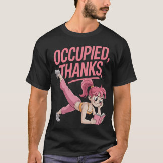 Camiseta Mulher engraçada multitarefa ocupada yoga leitura