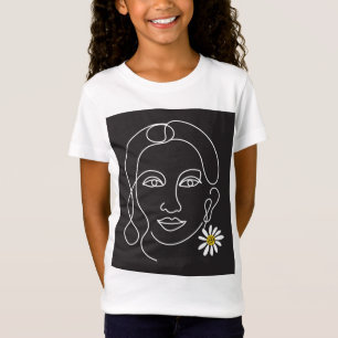 Camiseta Mulher Enigmática - Design de arte de linha