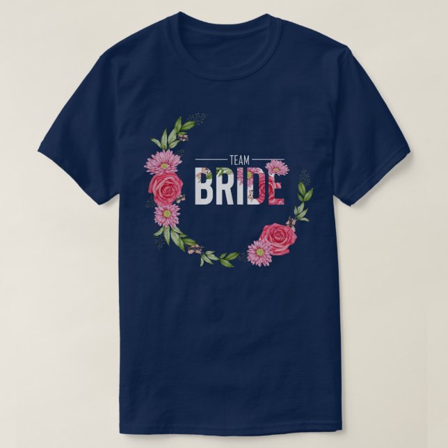 Camiseta Mulher Equipe Bride JGA flores par solteiro de cas (Frente do Design)