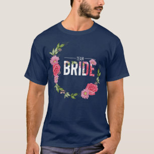 Camiseta Mulher Equipe Bride JGA flores par solteiro de cas